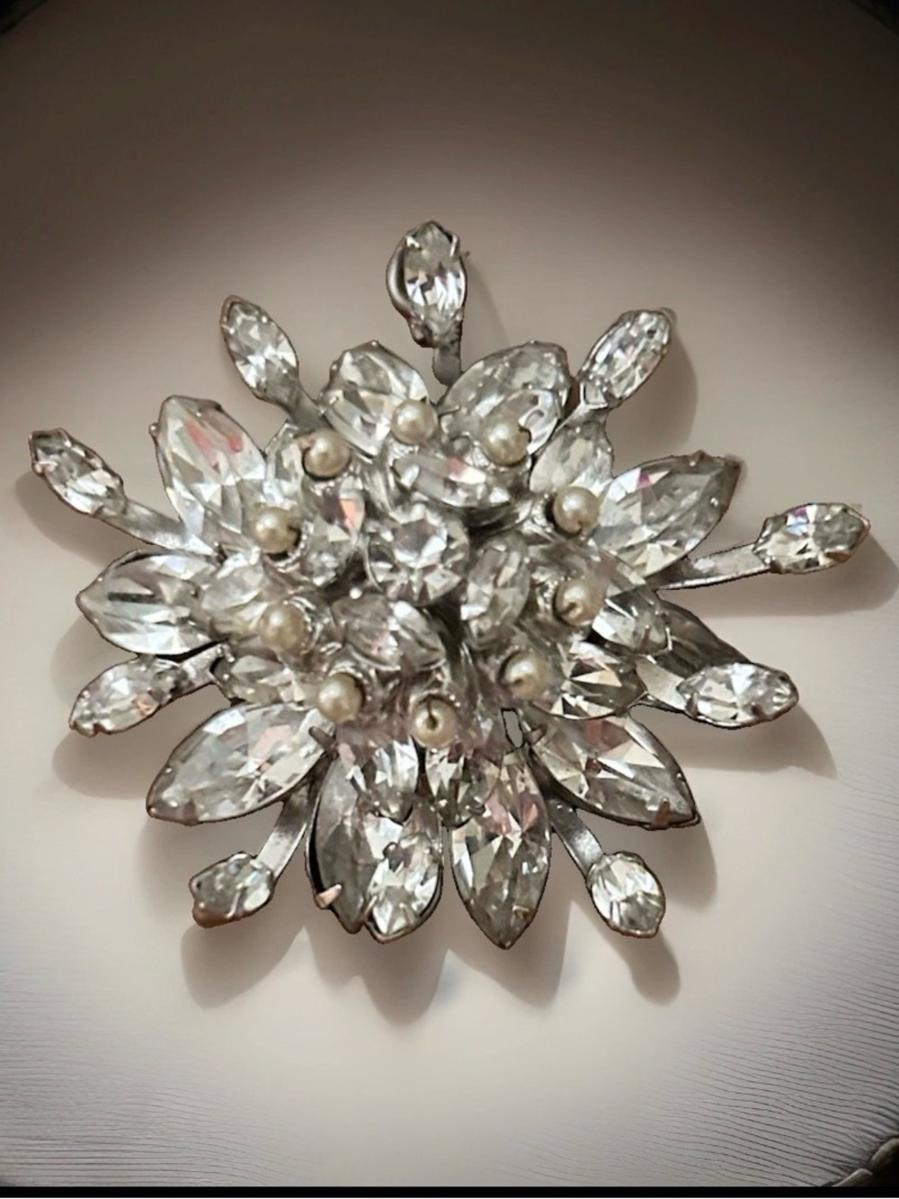 Estate Vintage Original By Robert Rhinestones Pearls Pendant and Brooch Signed